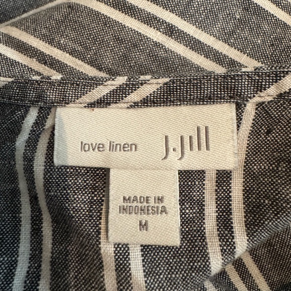 J Jill Love Linen Striped Maxi Dress Medium Coastal Euro Summer Beachy Grey - Picture 5 of 7